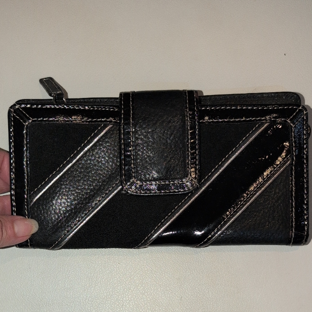 Fossil Black Leather And Suede Wallet